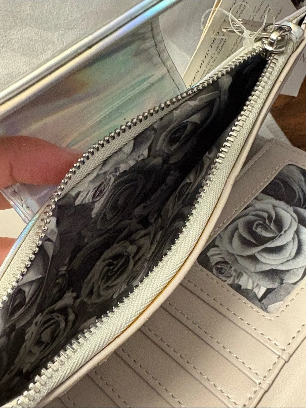 Adrienne Vittadini Holographic Silver Wallet